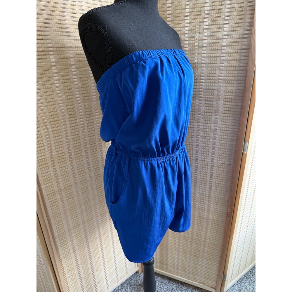Forever 21 Royal Blue Strapless‎ Romper Elastic Waist Pockets Medium